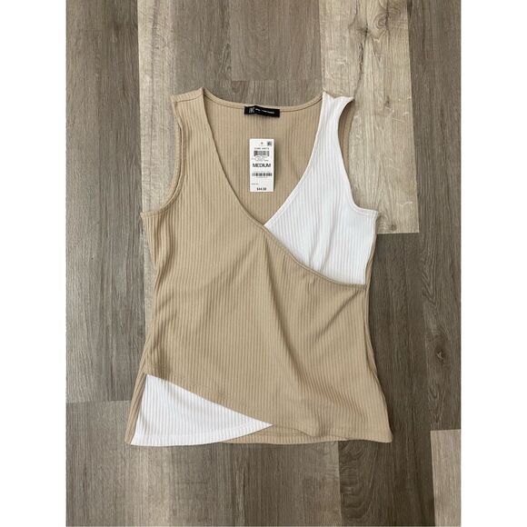 Inc International Concepts NWT Colorblocked Tank Top Beige Sz Medium, MSRP $45 - Picture 3 of 8